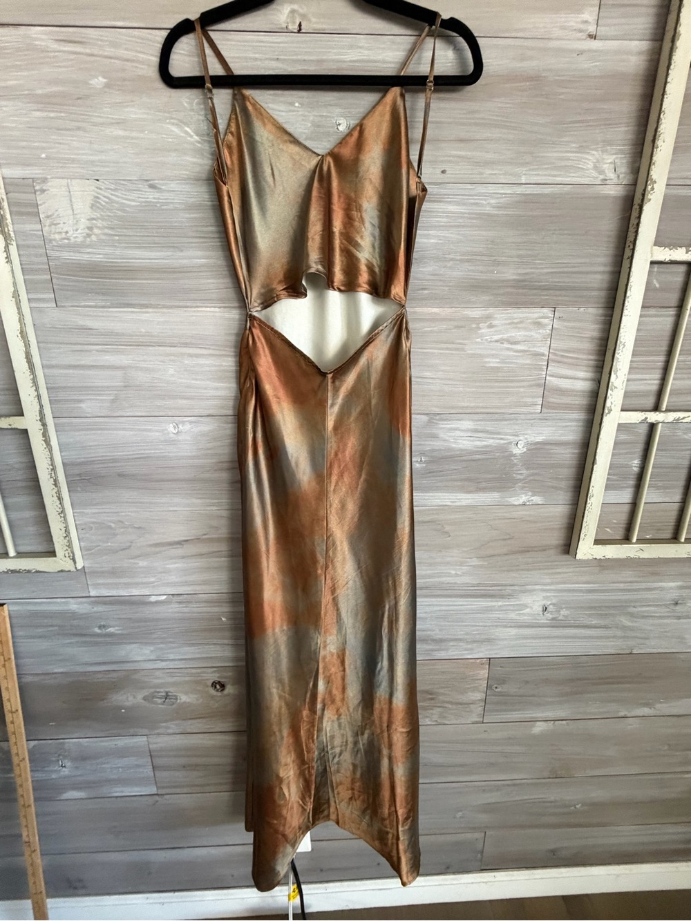 Commense Metallic Copper and fall color Backless Slip Dress - Picture 2 of 9